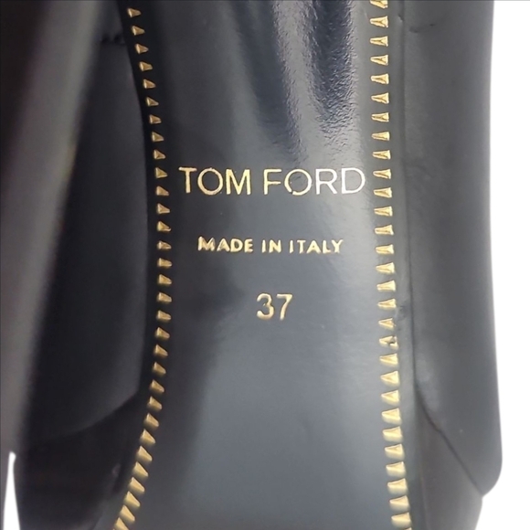 TOM FORD | Black Leather Pointed Toe Stiletto Pumps 4.5” Heels EU 37 US 7 - Picture 8 of 8